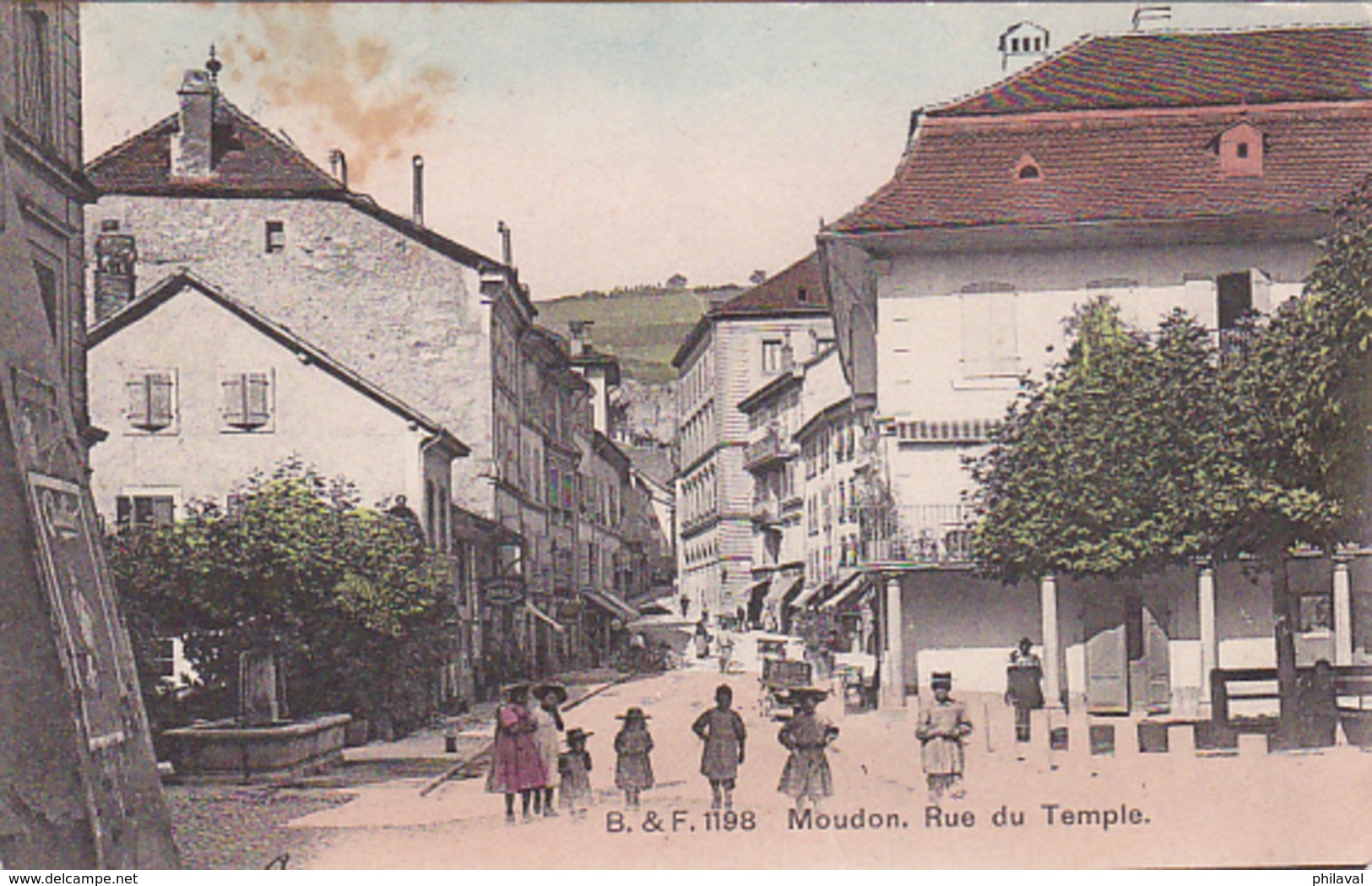 Moudon, Rue Du Temple - Carte Animée Oblitérée Le 1.IX.1908 - Moudon