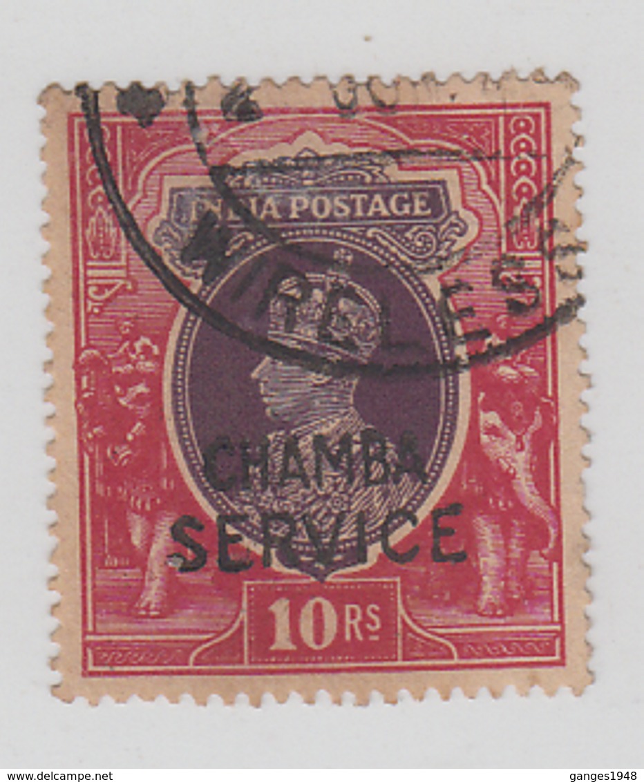 Chamba  1940  KG VI  10 Rs  SERVICE  SG 086  Used  Offered  AS IS  #  57755  S  Inde Indien India - Chamba