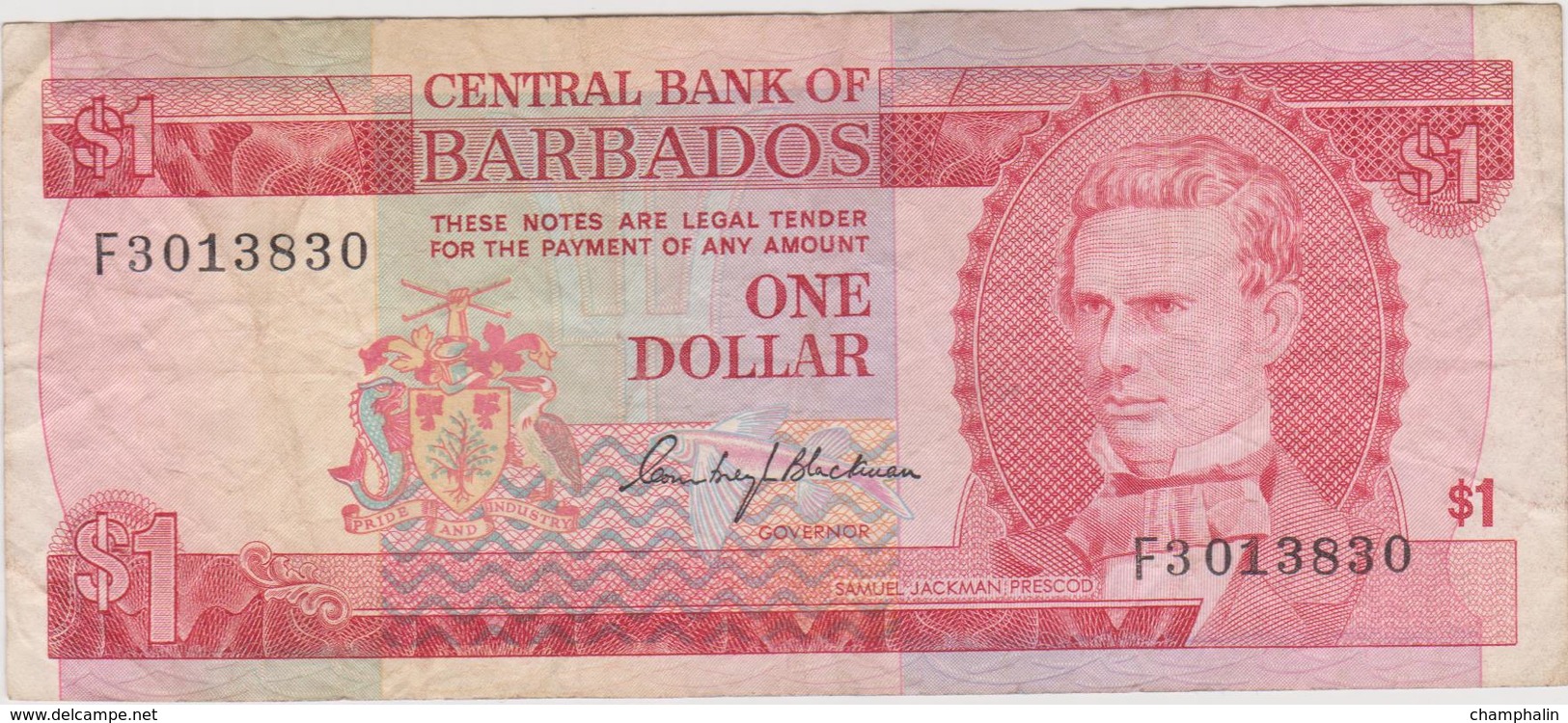 Barbades - Billet De 1 Dollar - Samuel Jackman Prescod - P29 - Barbados