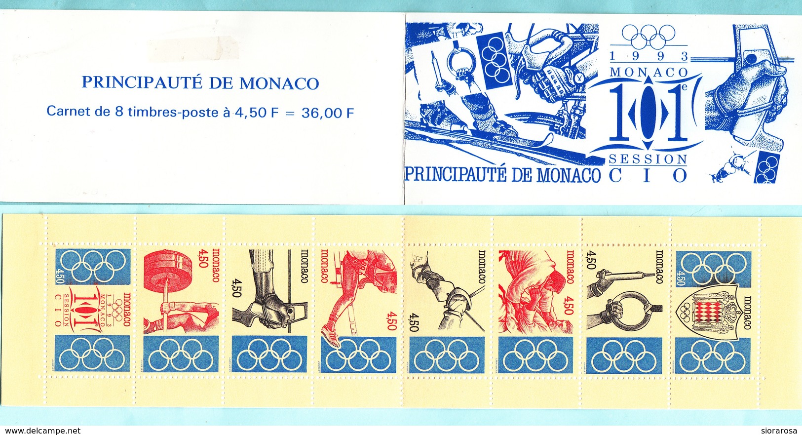 Principato Monaco 1993 Sc. 1879a Comitato Olimpico Internazionale 101 Session Olimpiadi Libretto MNH - Nuovi