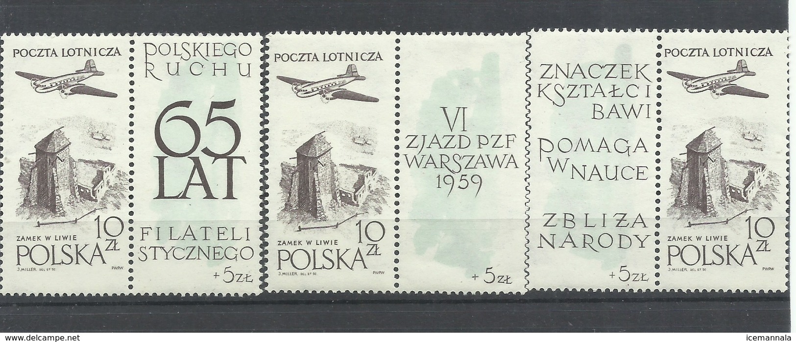 POLONIA  YVERT  AEREO   52/54   MH  * - Unused Stamps