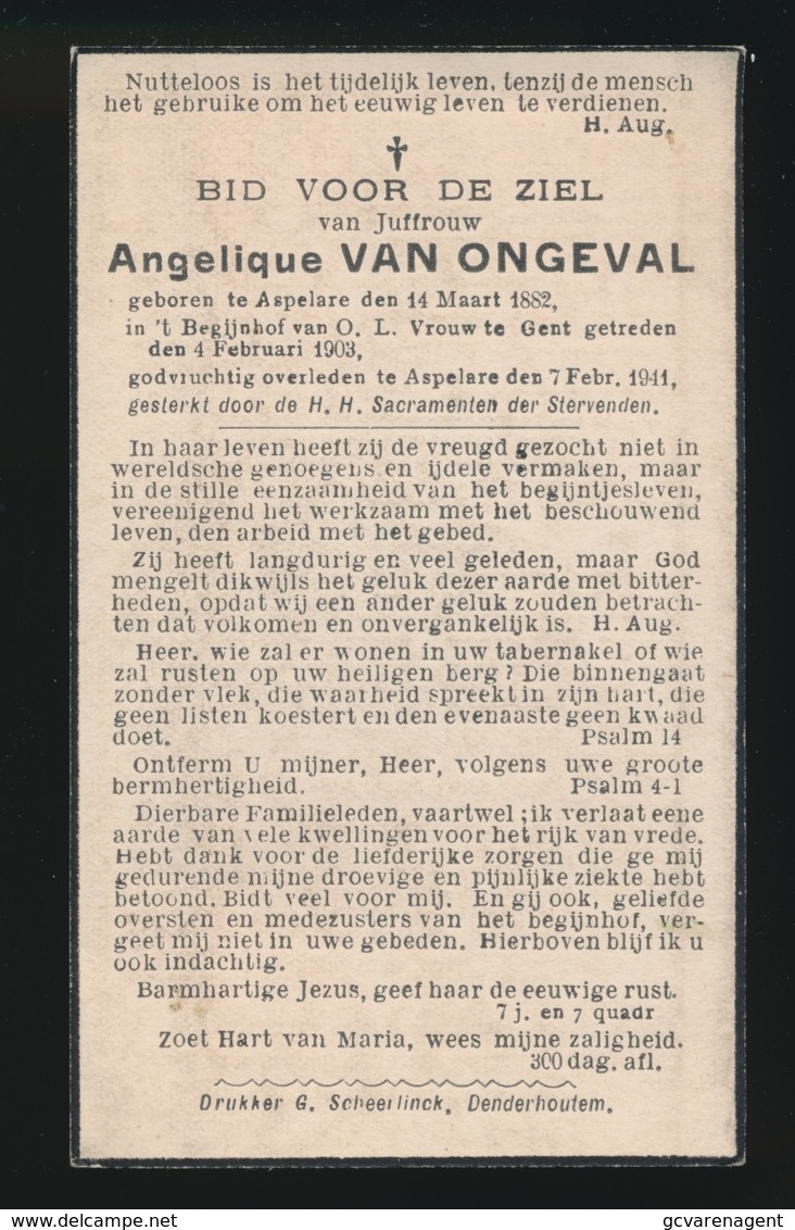 ANGELIQUE VAN ONGEVAL   ASPELARE  1882    1941 - Décès