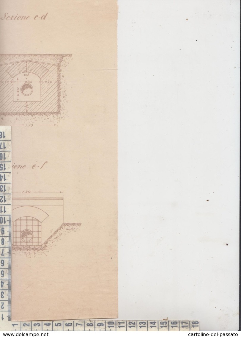 CASTELLANETA BARI ACQUEDOTTO DISEGNO ORIGINALE CON MARCA DA BOLLO DEMANIO CONDOTTA ESTERNA - Arbeitsbeschaffung