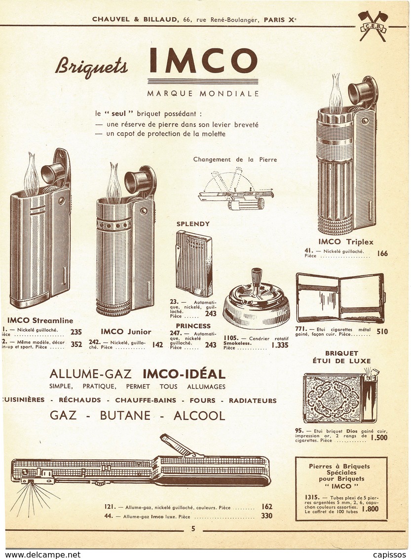 2 Catalogues Chauvel Et Billaud Fournitures Générales Pour Bureaux De Tabac 1956-57(48 P.) Et 1960(44 P.) - Sonstige & Ohne Zuordnung