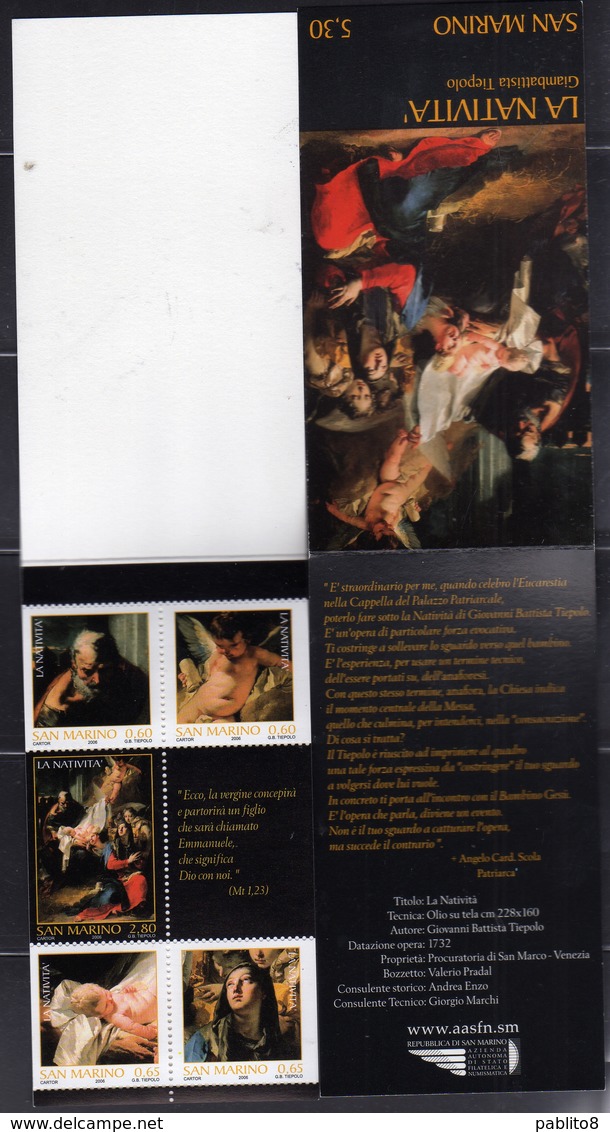 REPUBBLICA SAN MARINO 2006 NATALE CHRISTMAS NOEL WEIHNACTEN NAVIDAD NATAL LIBRETTO BOOKLET CARNET MNH - Booklets