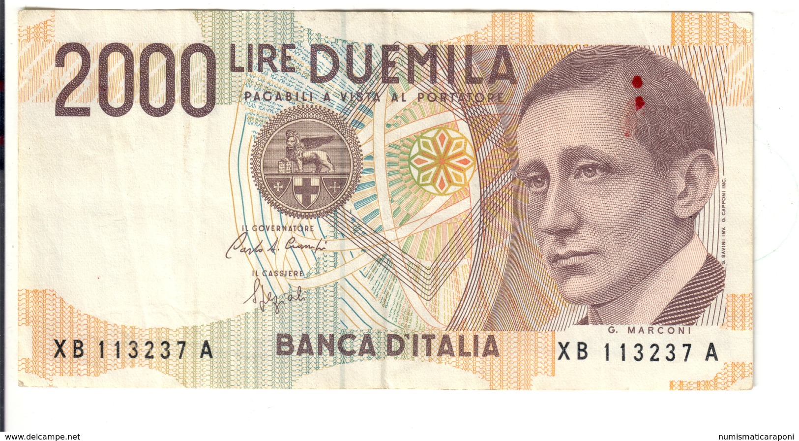 2000 LIRE Guglielmo Marconi Serie Sostitutiva XB 1992 N.C.  LOTTO 2997 - 2000 Lire