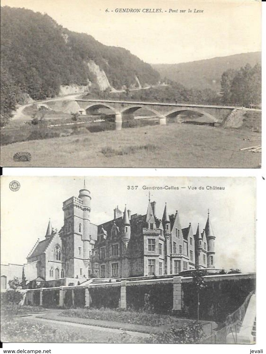 2 X CPA / AK / PK   -   GENDRON-CELLES   Vue Du Château + Pont Sur La Lesse - Houyet