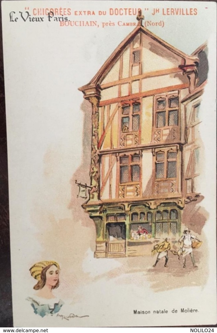 Cpa, Illustrateur ROBIDA, "série LE VIEUX PARIS", Publicité- Offert Par Chicorées Du Doc.Lervilles, Bouchain-59-Nord - Robida