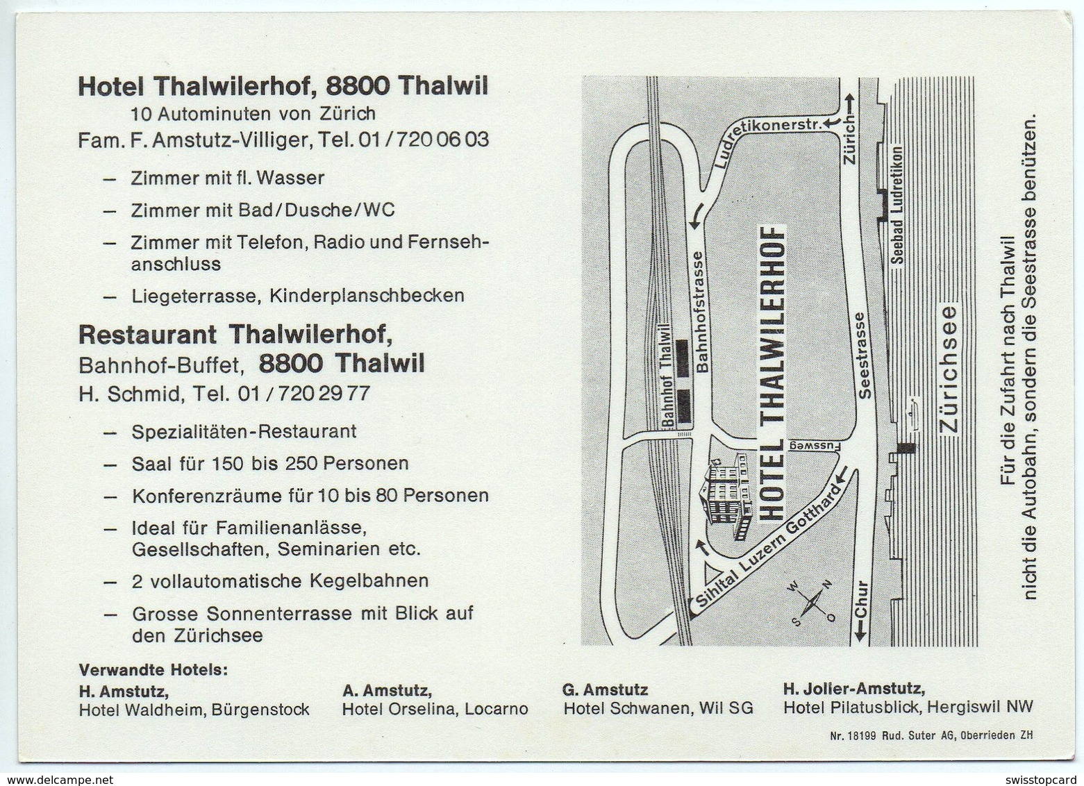 THALWIL Werbung Hotel Restaurant Thalwilerhof Auto - Thalwil