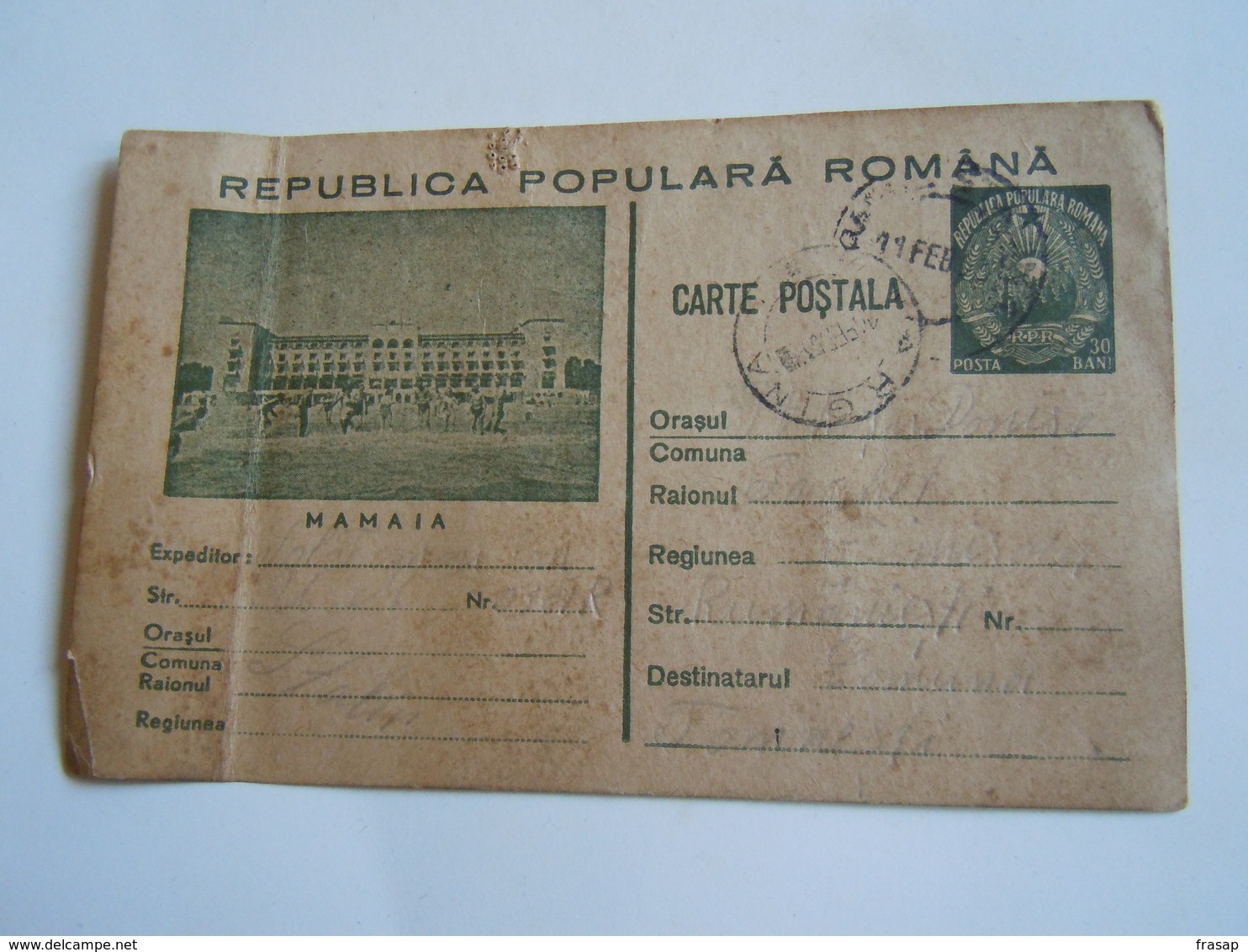 ROMANIA CARTA POSTALA 30 BANI - MAMAIA - Marcophilie