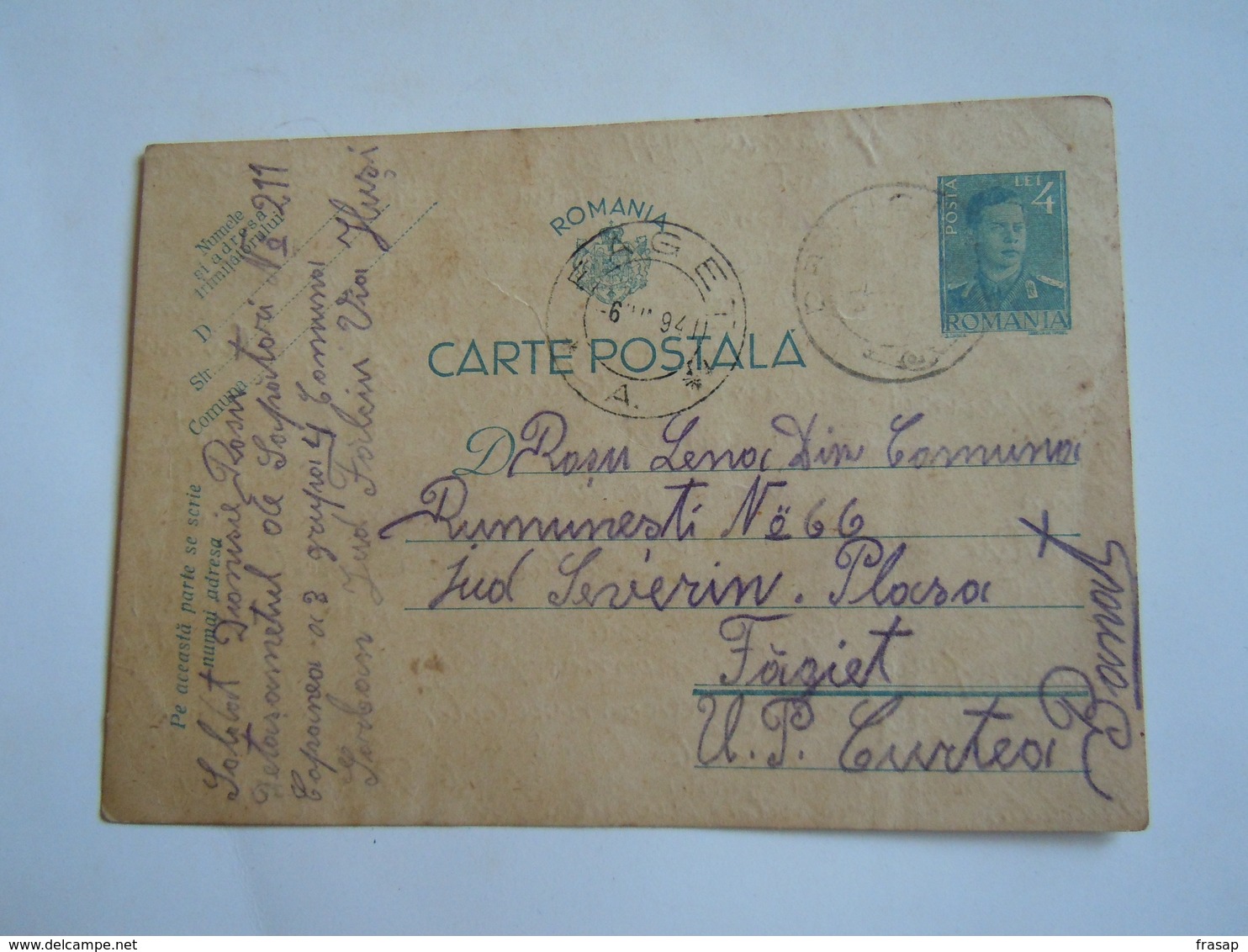 ROMANIA WWII  CARTA POSTALA 4 LEI 1941 SOLDAT -- - Vrijstelling Van Portkosten