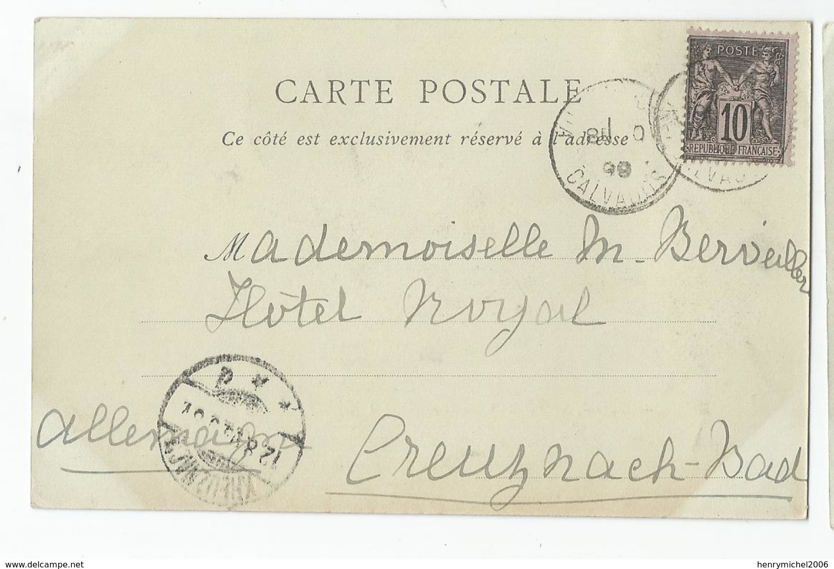 Marcophilie Cachet 1899 Dives 14 Calvados Pour Allemagne - 1877-1920: Période Semi Moderne