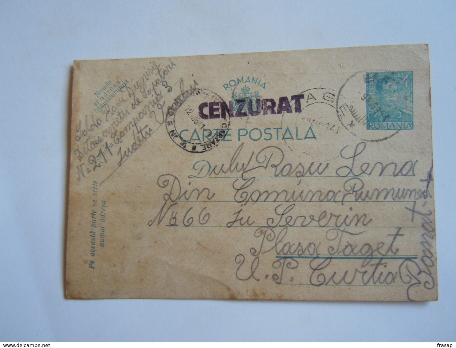 ROMANIA WWII  CARTA POSTALA 4 LEI 1941 SOLDAT -- CENZURAT 2 - Franchise