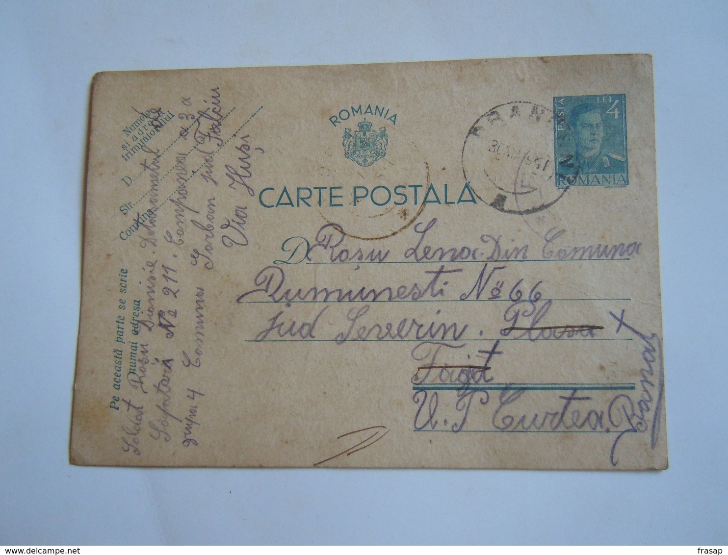 ROMANIA WWII  CARTA POSTALA 4 LEI 1941 SOLDAT -- 4 - Franchise