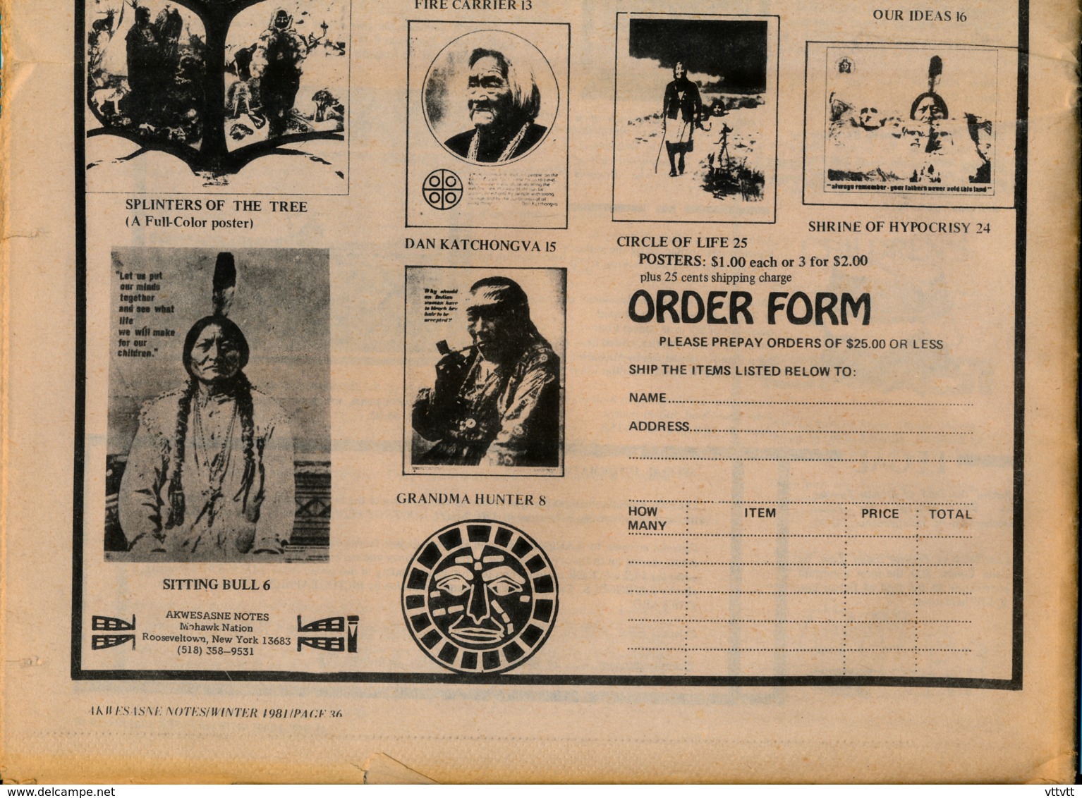 AKWESASNE NOTES (Winter 1981) Volume 12, Numéro 5, Newspaper Indian, Journal Indien, Mohwak, Ontario, New-York, 36 Pages - History