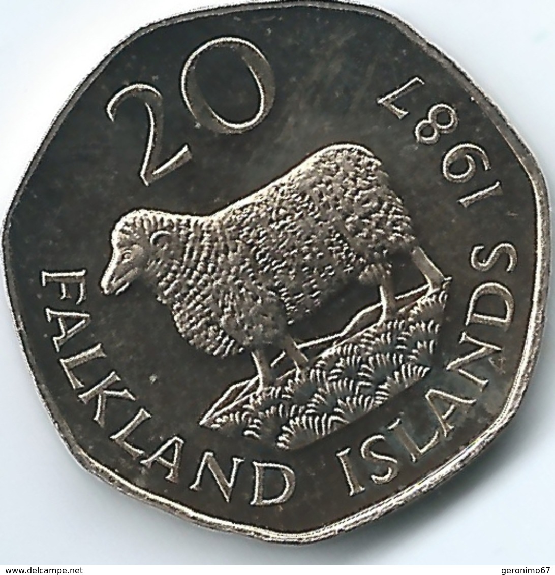 Falkland Islands - Elizabeth II - 20 Pence - 1987 - KM17 - Tiny Mintage - Malvinas