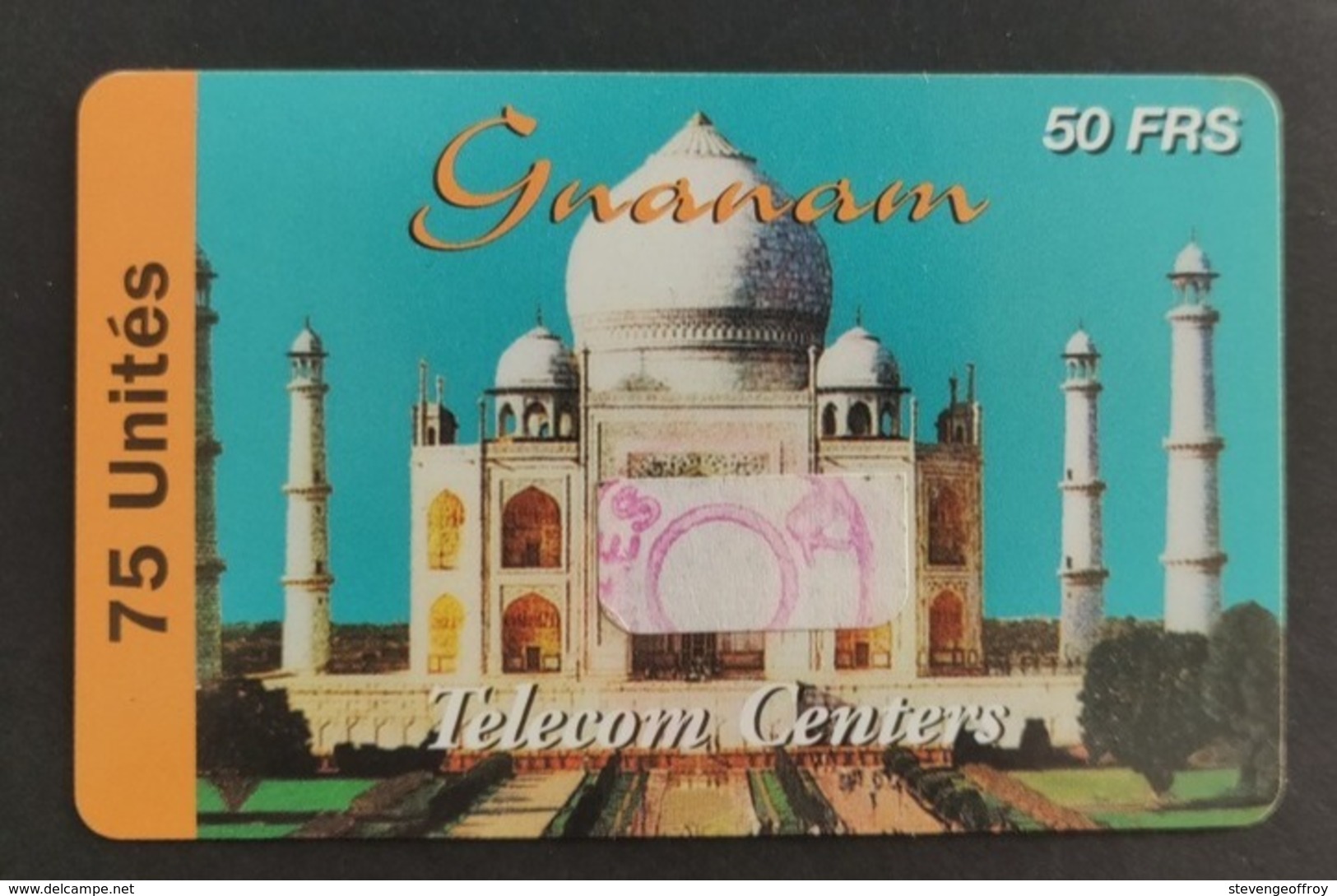 Telecarte France Gnanam 1999  Taj Mahal - Orange Stripe 75 Units Palace Patrimoine - Fehldrucke