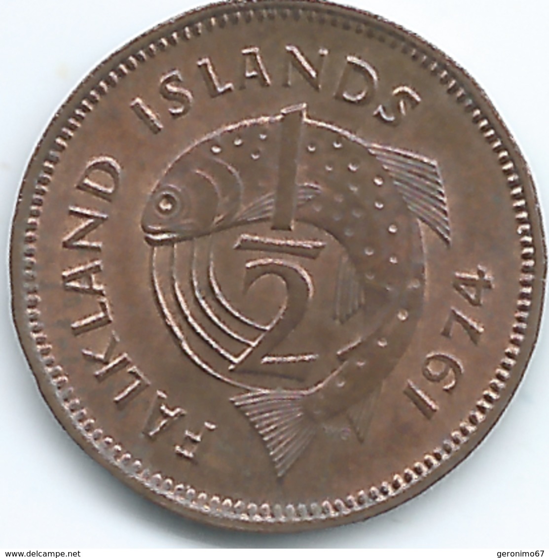 Falkland Islands - 1974 - Elizabeth II - ½ Penny - KM1 - Falklandinseln