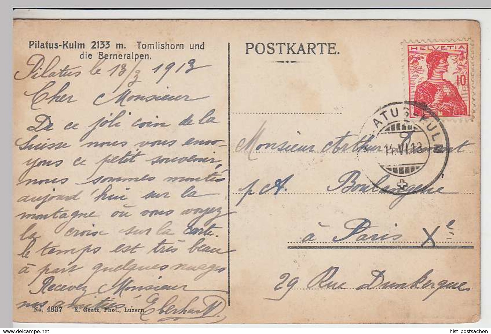 (37162) AK Pilatus-Kulm, Tomlishorn U. Berneralpen 1913 - Other & Unclassified