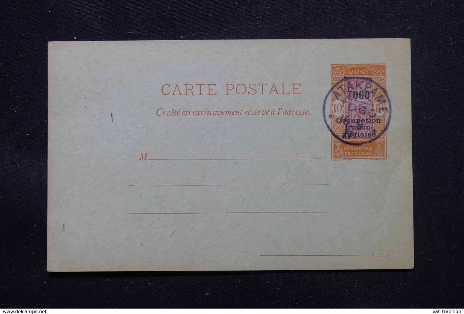 TOGO - Entier Postal Surchargé " Togo Occupation Franco Anglaise ", Non Circulé Avec Oblitération Atakpame - L 58063 - Briefe U. Dokumente