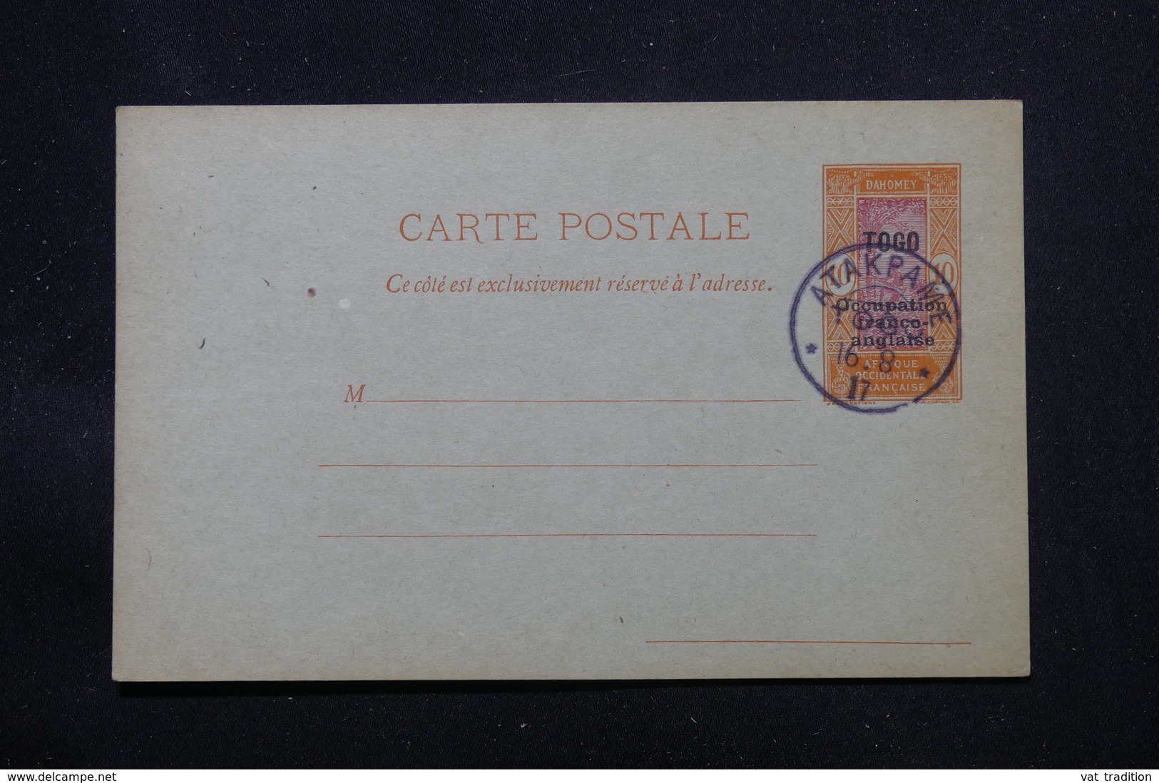 TOGO - Entier Postal Surchargé " Togo Occupation Franco Anglaise ", Non Circulé Avec Oblitération Atakpame - L 58065 - Briefe U. Dokumente