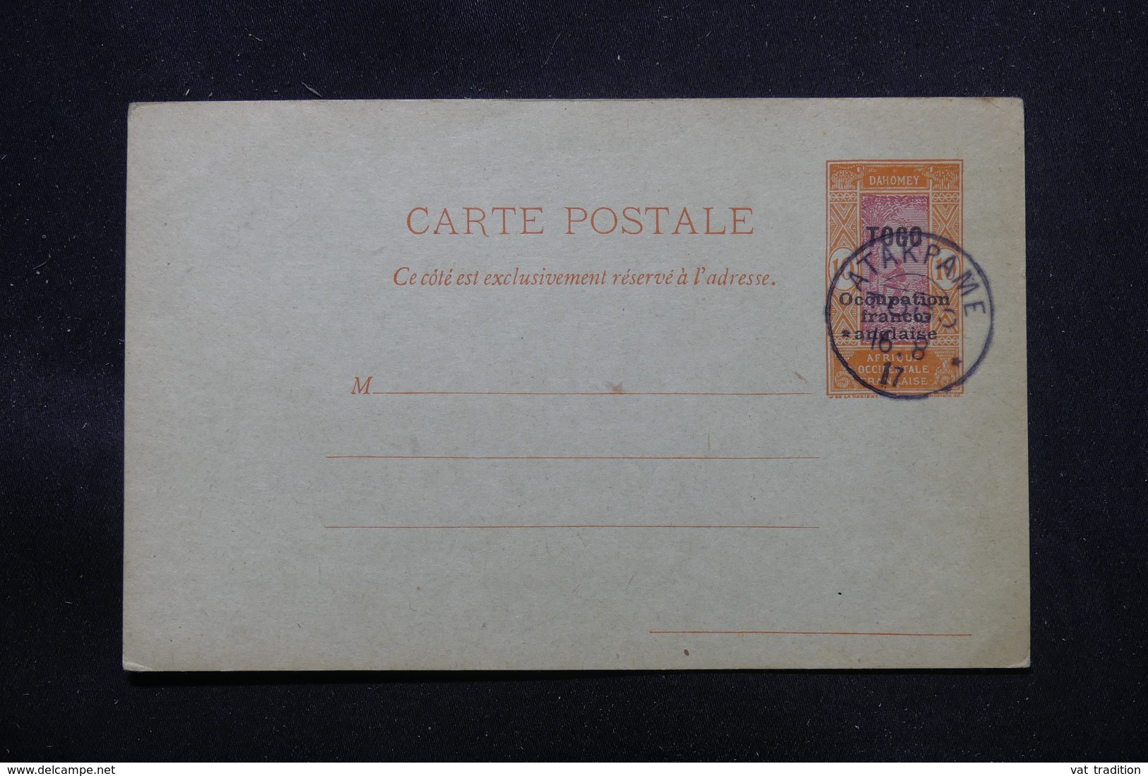 TOGO - Entier Postal Surchargé " Togo Occupation Franco Anglaise ", Non Circulé Avec Oblitération Atakpame - L 58068 - Storia Postale