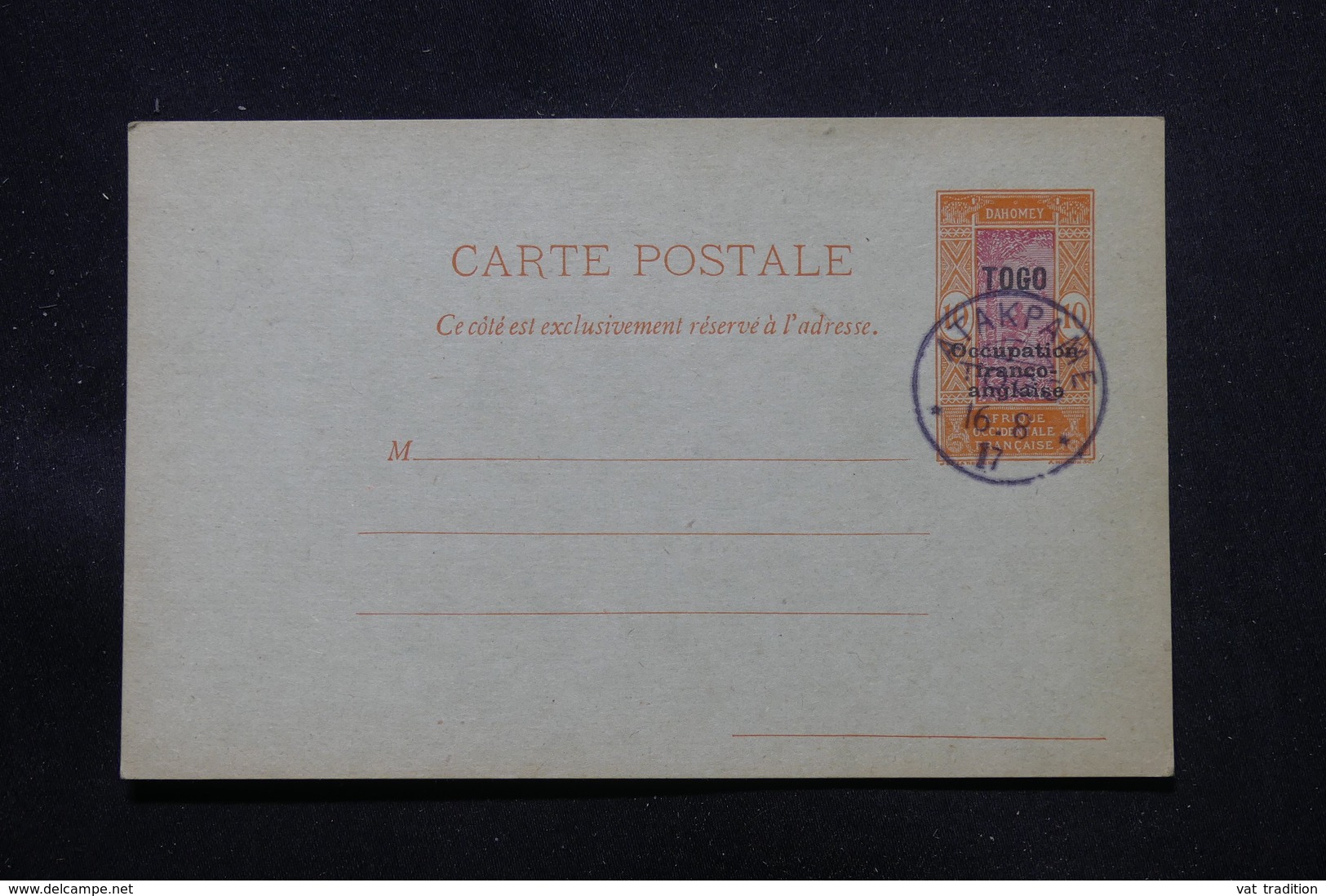 TOGO - Entier Postal Surchargé " Togo Occupation Franco Anglaise ", Non Circulé Avec Oblitération Atakpame - L 58072 - Brieven En Documenten