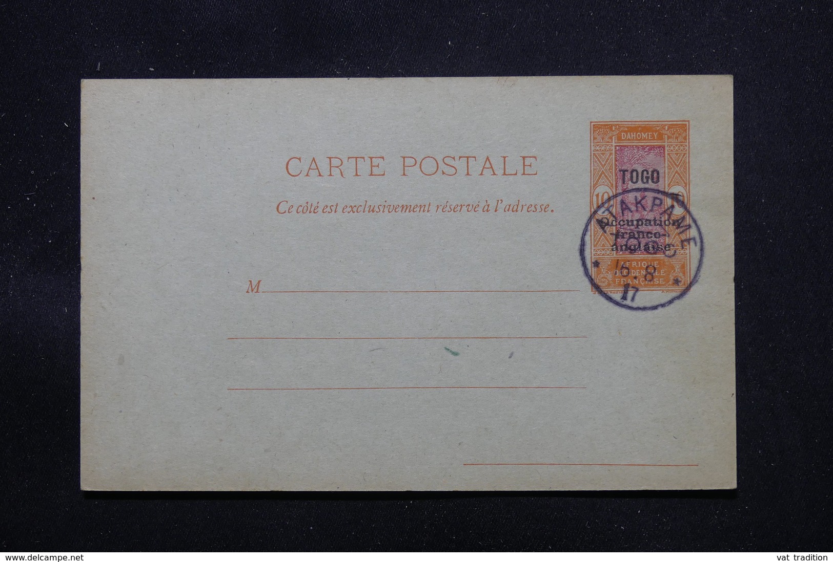 TOGO - Entier Postal Surchargé " Togo Occupation Franco Anglaise ", Non Circulé Avec Oblitération Atakpame - L 58073 - Briefe U. Dokumente
