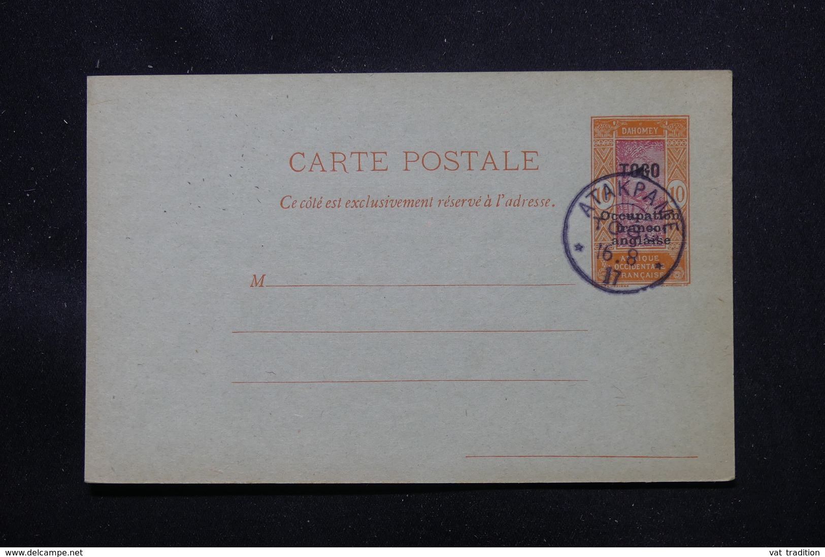 TOGO - Entier Postal Surchargé " Togo Occupation Franco Anglaise ", Non Circulé Avec Oblitération Atakpame - L 58074 - Briefe U. Dokumente