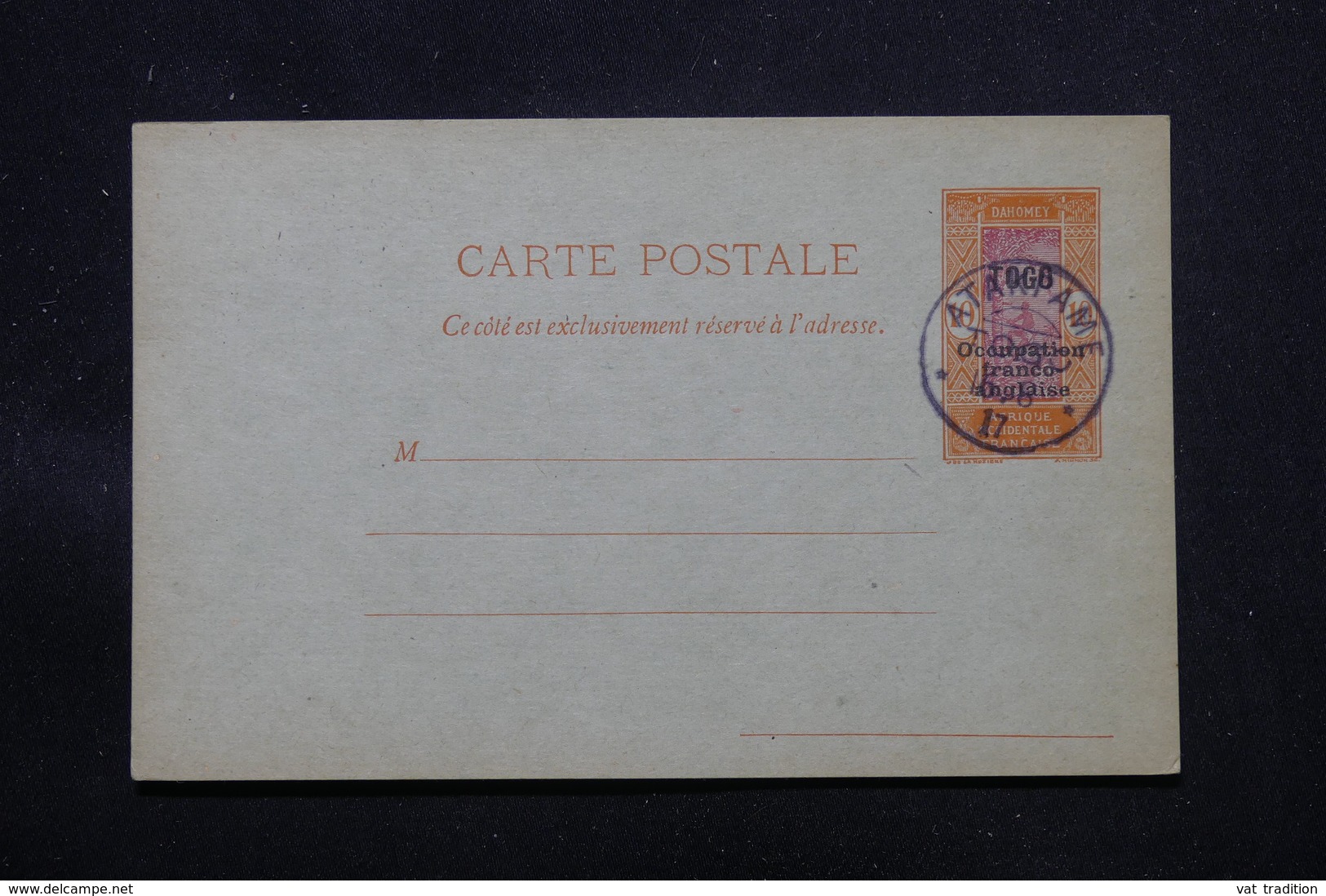 TOGO - Entier Postal Surchargé " Togo Occupation Franco Anglaise ", Non Circulé Avec Oblitération Atakpame - L 58075 - Briefe U. Dokumente
