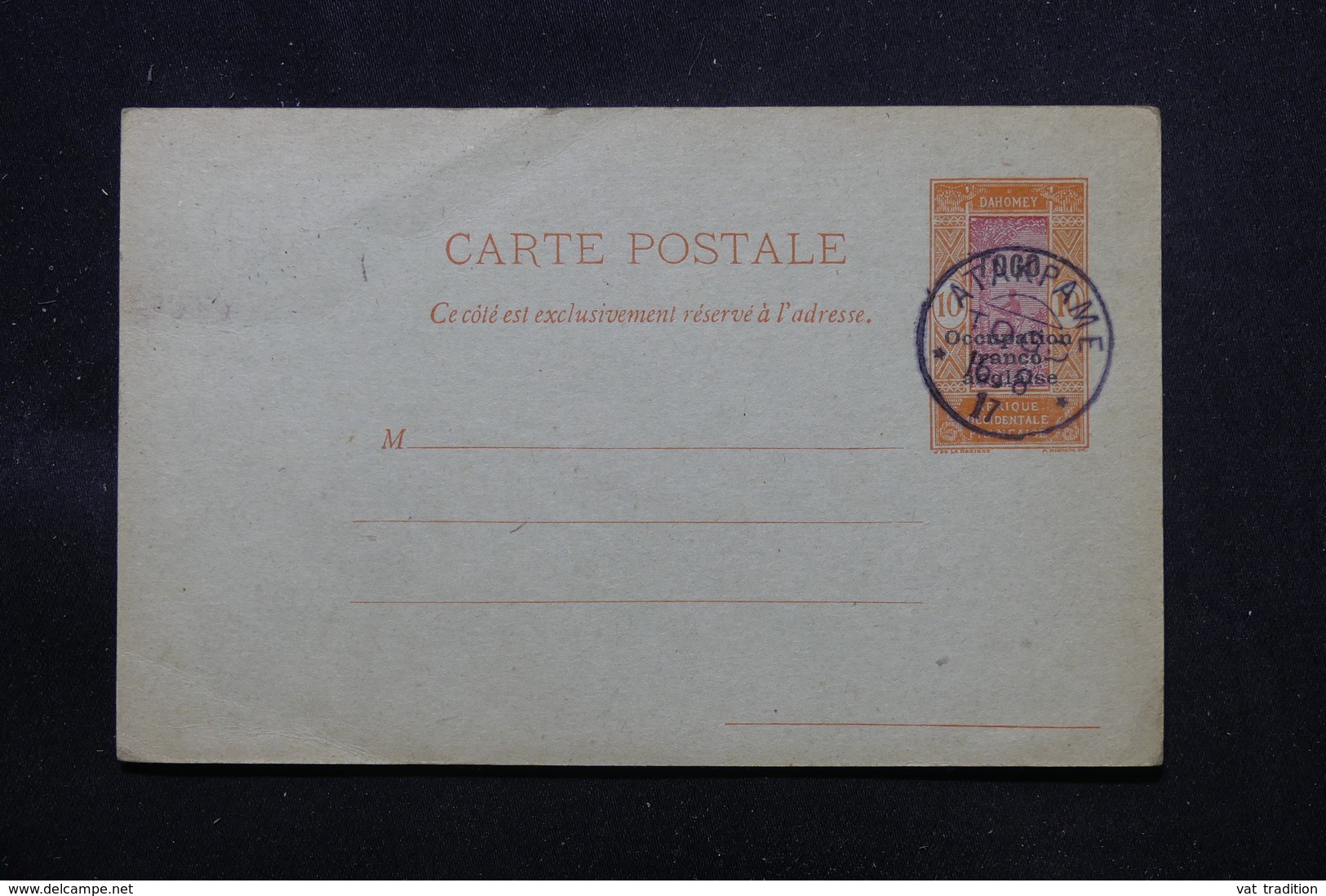 TOGO - Entier Postal Surchargé " Togo Occupation Franco Anglaise ", Non Circulé Avec Oblitération Atakpame - L 58077 - Briefe U. Dokumente