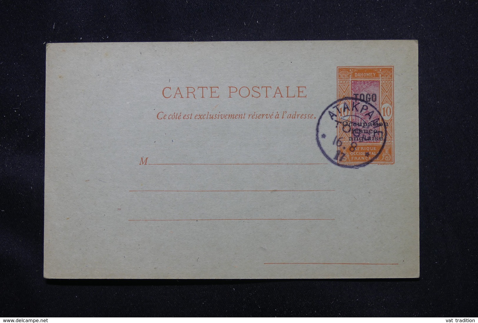 TOGO - Entier Postal Surchargé " Togo Occupation Franco Anglaise ", Non Circulé Avec Oblitération Atakpame - L 58081 - Covers & Documents