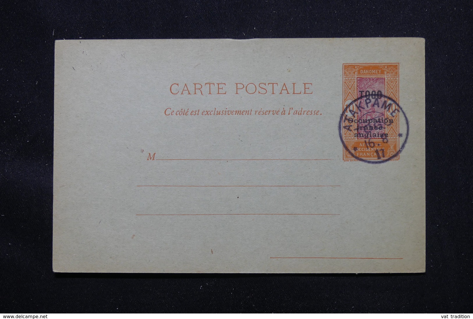 TOGO - Entier Postal Surchargé " Togo Occupation Franco Anglaise ", Non Circulé Avec Oblitération Atakpame - L 58085 - Covers & Documents