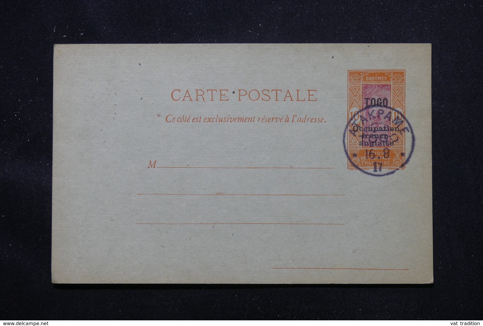 TOGO - Entier Postal Surchargé " Togo Occupation Franco Anglaise ", Non Circulé Avec Oblitération Atakpame - L 58087 - Storia Postale