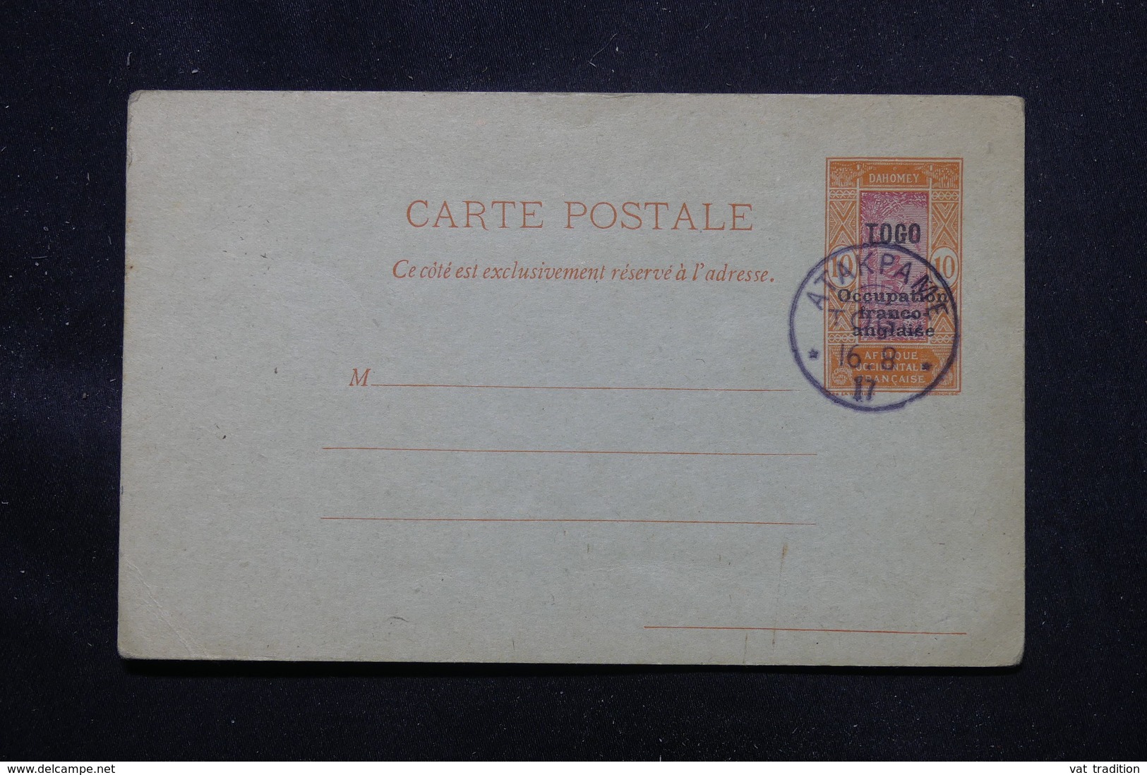 TOGO - Entier Postal Surchargé " Togo Occupation Franco Anglaise ", Non Circulé Avec Oblitération Atakpame - L 58090 - Briefe U. Dokumente