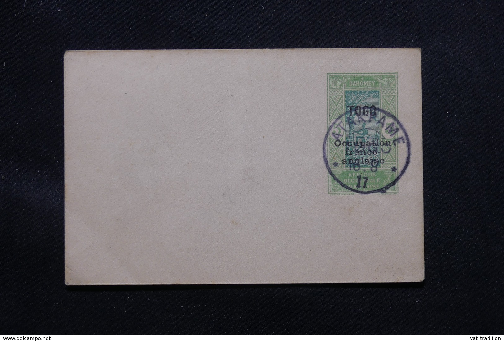 TOGO - Entier Postal Surchargé " Togo Occupation Franco Anglaise ", Non Circulé Avec Oblitération Atakpame - L 58092 - Briefe U. Dokumente