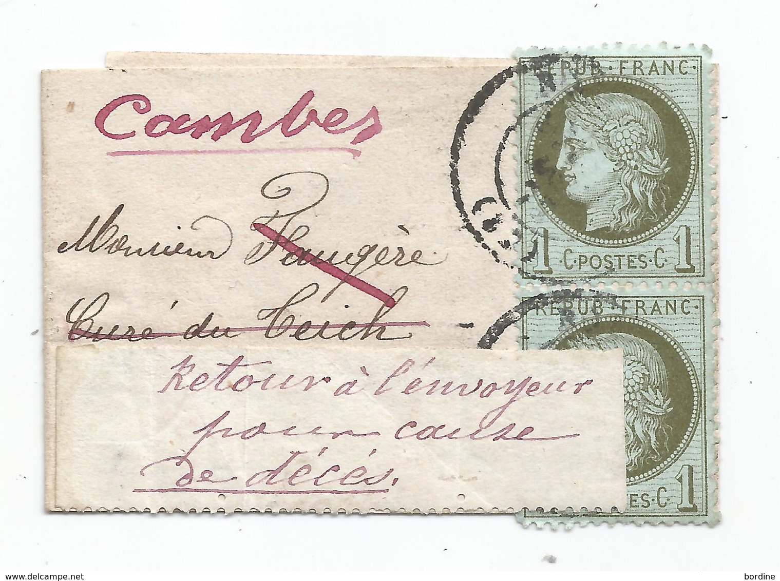 - GIRONDE - BORDEAUX - Cachet à Date Type 17 S/paire Du TP N°50 - 1876 - 1871-1875 Cérès