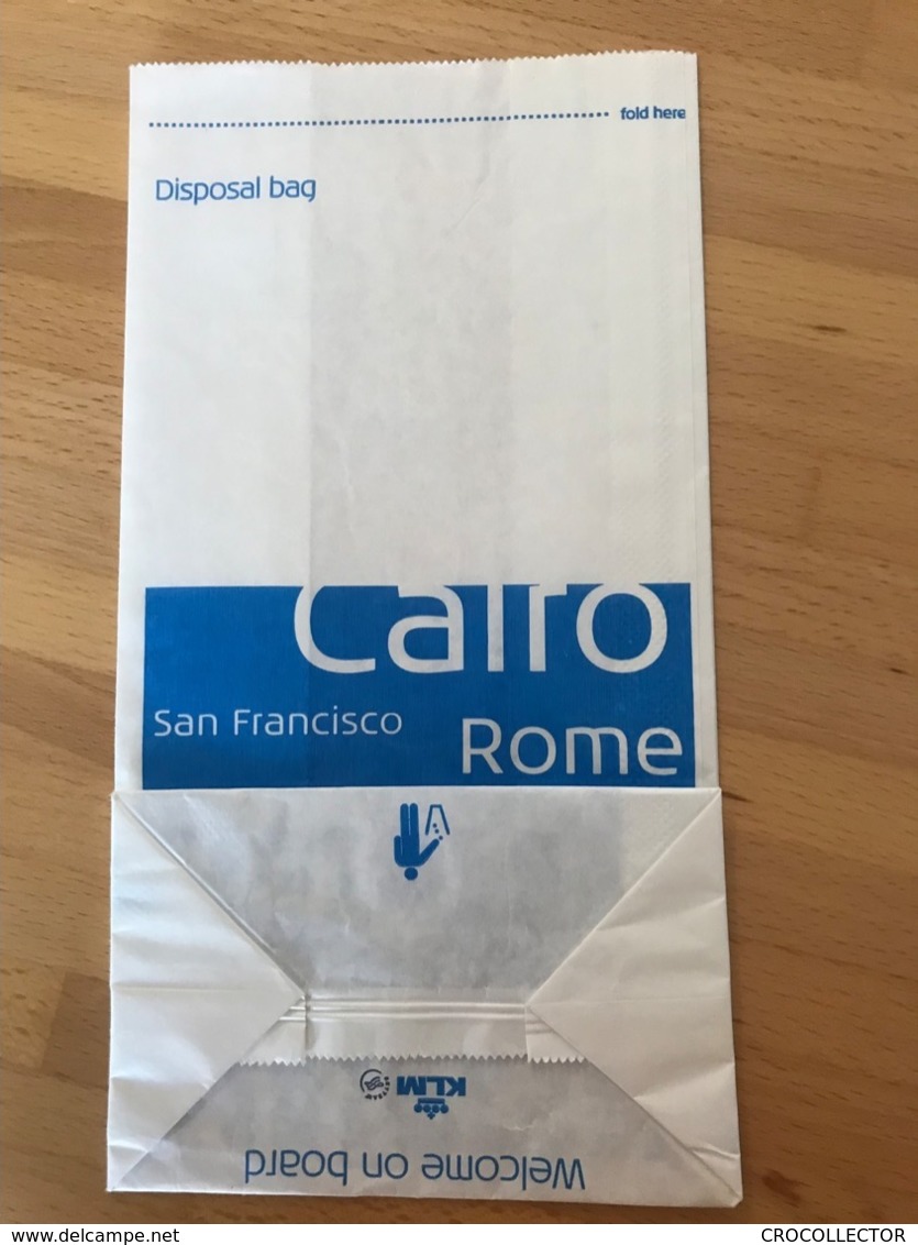 KLM AIR SICKNESS DISPOSAL BAG Cairo San Francisco Rome Delhi Kiev Warsaw Aruba Seoul - Papiere