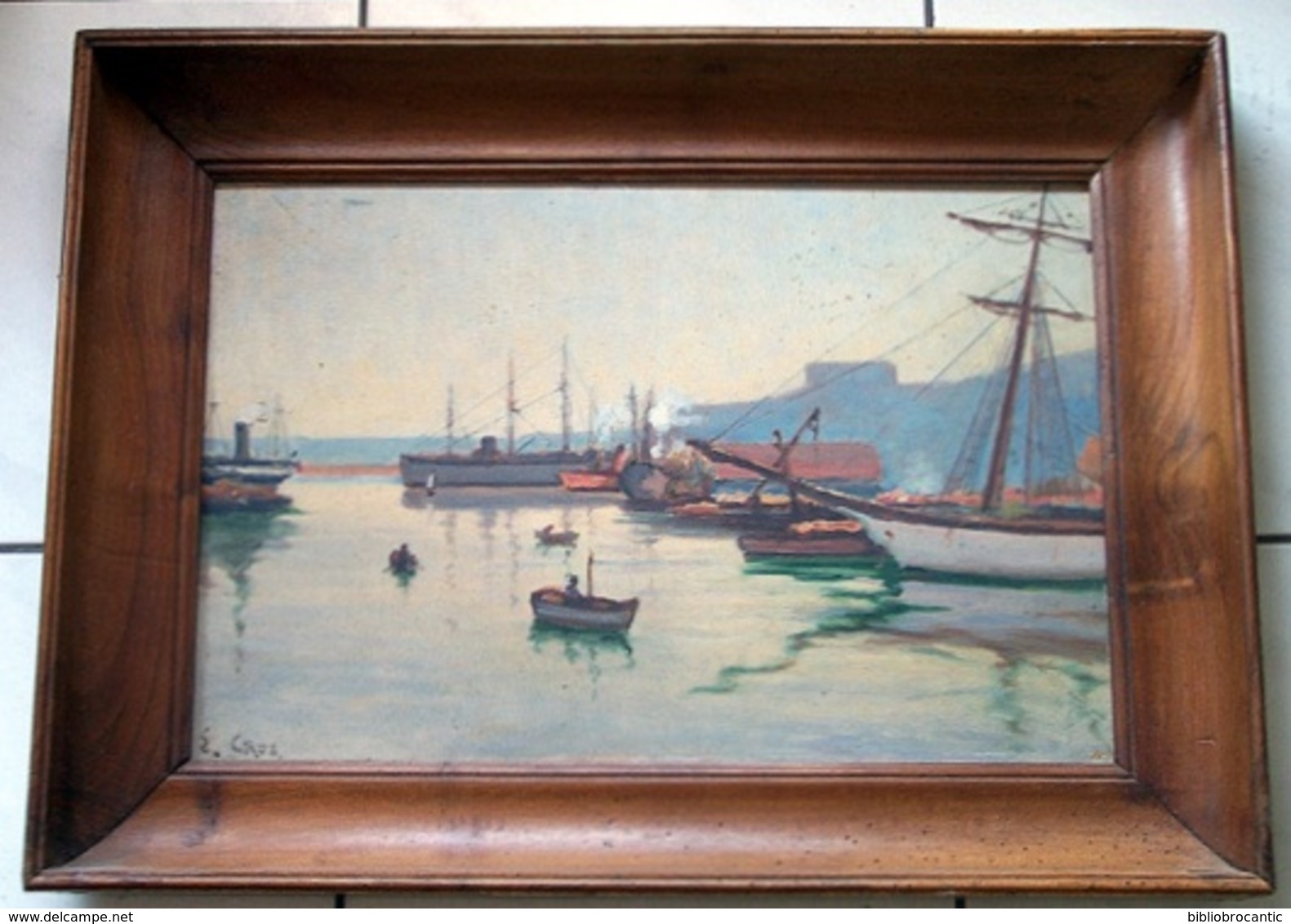 TABLEAU * UN COIN DU PORT A ORAN, MATINEE D'HIVER * Par Louis  CROS En 1929 - Gouaches