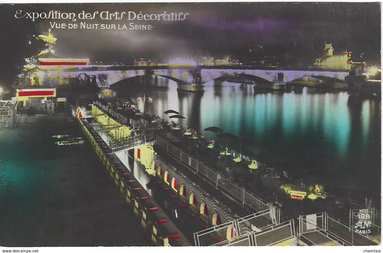 75 PARIS EXPOSITION DES ARTS DECORATIF VUE DE NUIT SUR LA SEINE Editeur A N 198 - Expositions