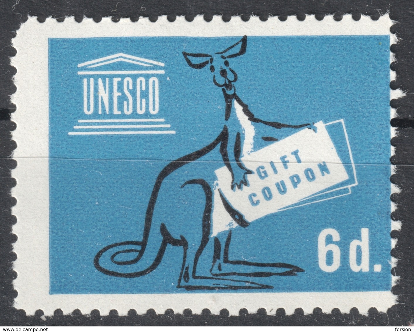 Kangaroo Australia - OUN UN USA 1951 1954 UNESCO Gift Charity Stmp LABEL CINDERELLA VIGNETTE - Cinderelas