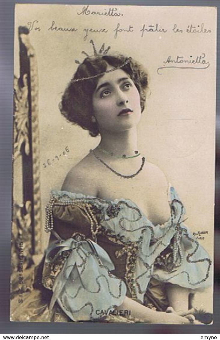 Artiste 1900- Lina Cavalieri  - Photo Reutlinger - Colorisée- Strass - Opéra