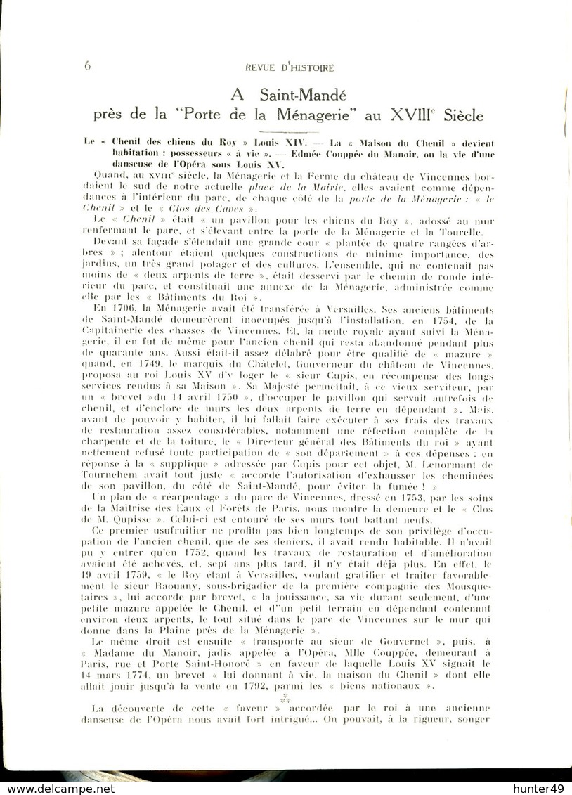 Saint Mandé Nogent Sur Marne Charenton St Maur Vincennes Villeneuve St Georges Revue D'Histoire Locale Banlieue SE 1931 - Geschichte