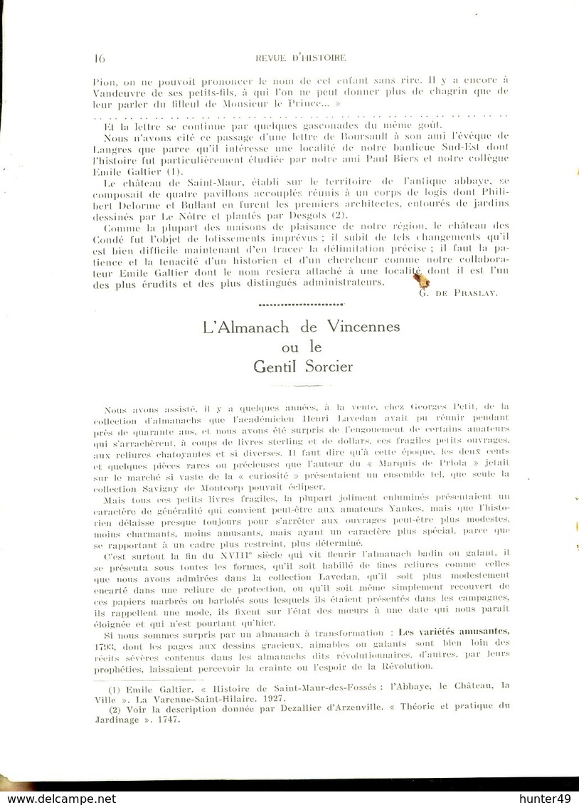 Saint Mandé Nogent sur Marne Charenton St Maur Vincennes Villeneuve St Georges Revue d'Histoire Locale banlieue SE 1931