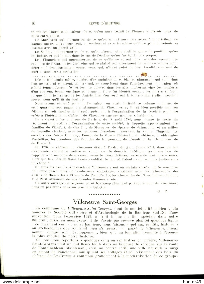 Saint Mandé Nogent sur Marne Charenton St Maur Vincennes Villeneuve St Georges Revue d'Histoire Locale banlieue SE 1931