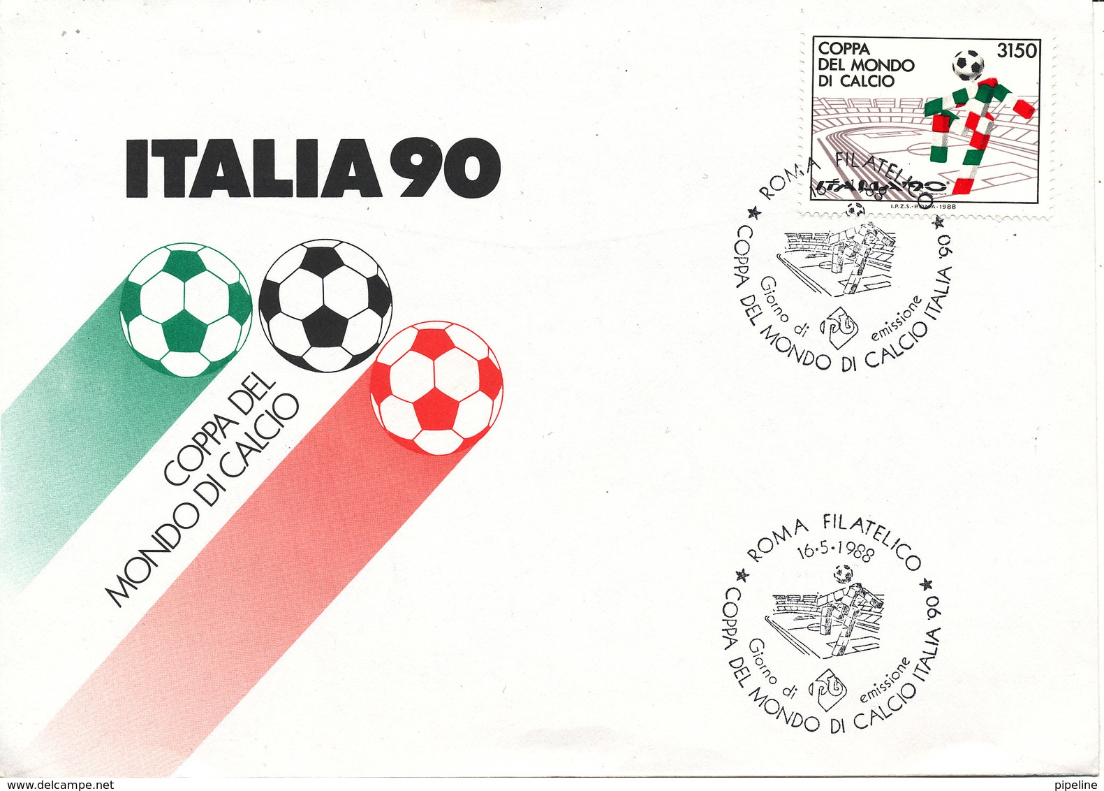 Italy FDC 16-5-1988 Italia 90 World Cup Soccer Football With Cachet - 1990 – Italie