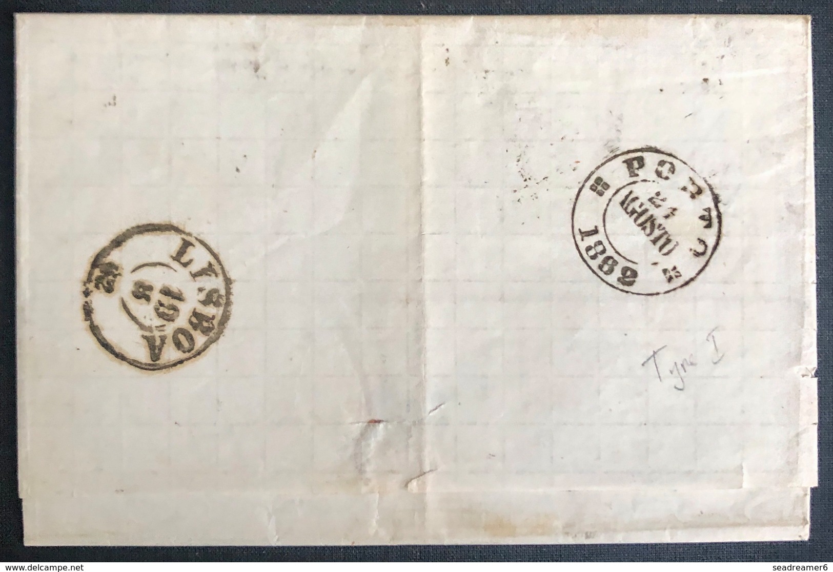 Lettre De 1862 Louis 1er N°15 X2 25 Réis Rose Obl GC 1 De Lisboa Pour Porto Belles Marges Superbe - Brieven En Documenten