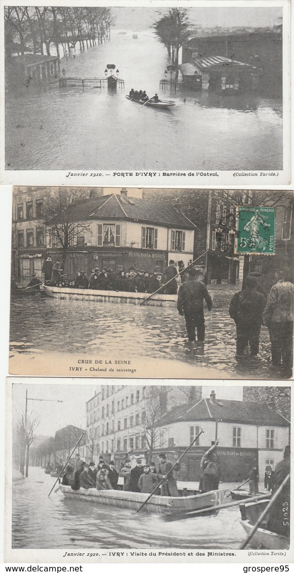 IVRY+PORTE D'IVRY LOT 3 Cartes  INONDATION JANVIER 1910 - Floods