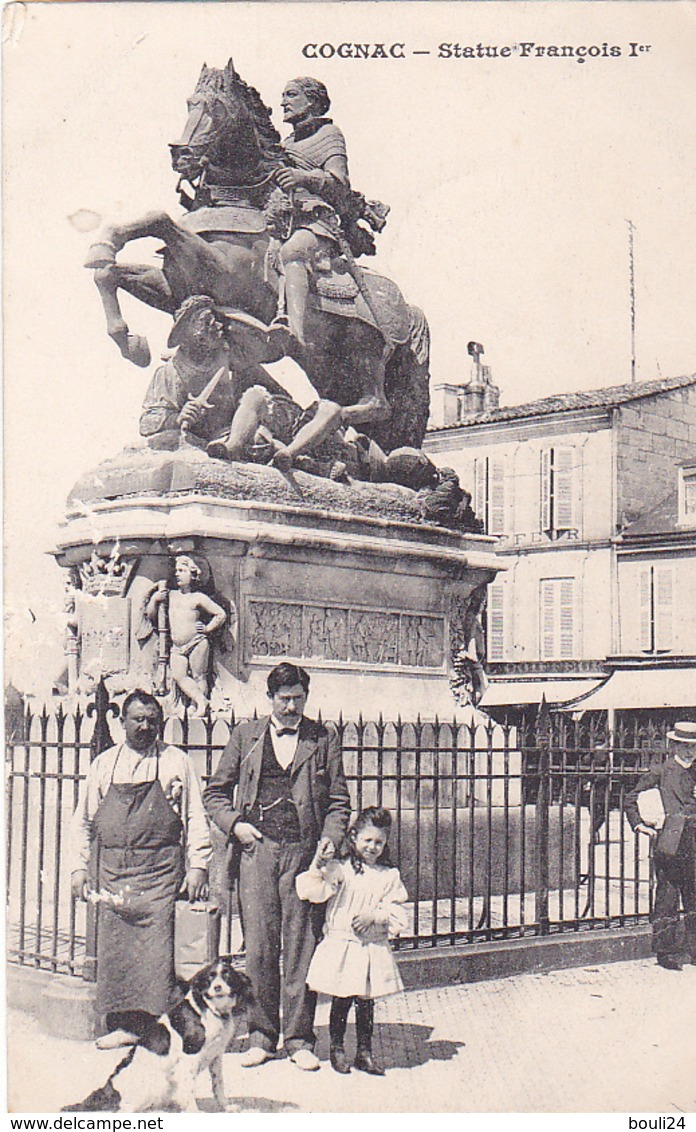 VIL- COGNAC  EN CHARENTE  STATUE  FRANCOIS 1 ER  CPA  ANIMEE - Cognac