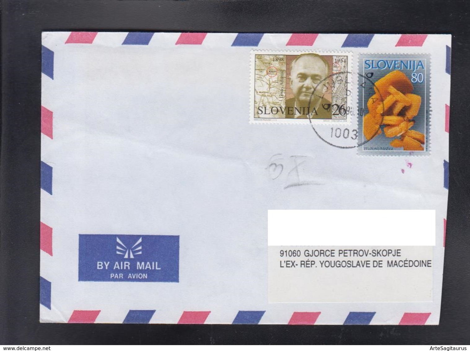 SLOVENIA, COVER / AIR MAIL, MINERALS / REPUBLIC OF MACEDONIA ** - Minerals